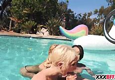 best friends having a pool party