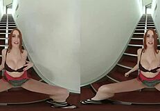 in czech vr, a horny redhead rides her friend in lingerie.