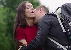 18 Virgin Sex - Sexy Teen Awaits Help for Intense Doggy Style Orgasm Outdoors