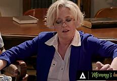 mommys boy - librarian milf dee williams catches students jerking, goes rough dp in public