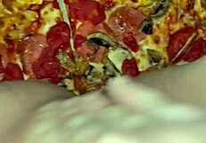 man, this arab teen's kinky pizza masturbation fetish is wild