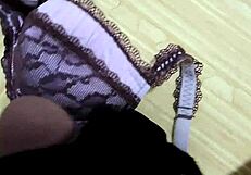 Cumshot dripping on my step sister’s pink leopard print bra with black lingerie