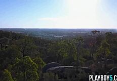 Does Miluniel Louis' big ass striptease excite you outdoors?