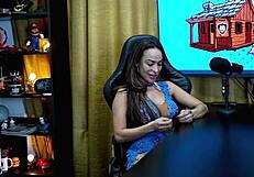 Belinha Baracho grabs host tight and kisses him with dirty passion