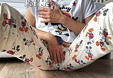 Skinny teen 18+ in pajamas with small tits enjoying a wild squirting orgasm.