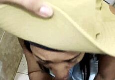 Shy latina maid fucks boss and makes him cum