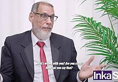 young latinos receive massage therapy from old director