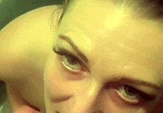 Horny milf sucks in bathroom after workout