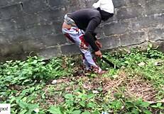 Horny farm girl gets good doggy in her farmland with stepbrother