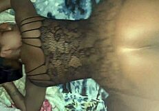 yo, ebony girl moans in doggystyle creampie with monster cock.