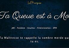 Ta bite est à moi, dit-elle en français JOI femdom paroles cochonnes.