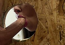 Slut Surrenders at Gloryhole to Two Huge Cocks for Cumshots