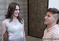 BIG COCK GUY WELCOMES STEPCOUSIN FOR BATHROOM FUCKING