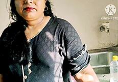 Desi Wife Takes Monster Cock in Rough Homemade Kitchen Deepthroat Action