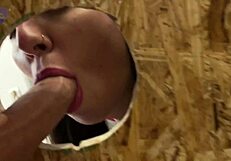 Slut Surrenders at Gloryhole to Two Huge Cocks for Cumshots