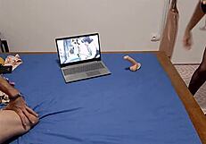 french slut in satin dress gets fucked doggystyle and her pussy licked