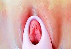 pussy spa with wonderful toys close up fat shaved wet puffy big pussy lips 😍