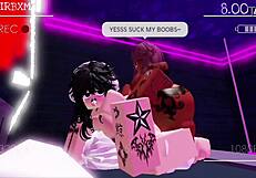 Two Futanari Females Dominate One Woman in Intense Pussy Sex and Femdom Play