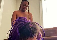 Broke Purple Dreadhead Takes Hard Dick in Rough Pounding
