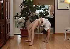 Cute Nicole Murkovski Strips for Naked Stretching. How Flexible Can She Get?