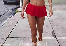 hairy babe enjoys fluffy buttplug in public