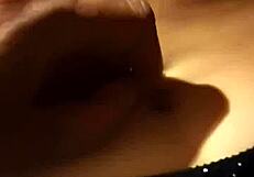 Relaxing with her belly button! Latina couple's sexy massage leads to cum.