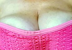 Mature woman shows huge tits to boss in pov cumshot