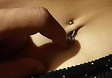 Relaxing with her belly button! Latina couple's sexy massage leads to cum.