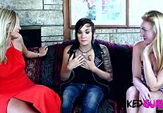 tattooed lesbian threesome with punk princess fingering.