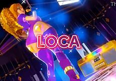 Teen twerks with playful touch touch moves on stage