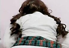 student with nice ass wets panties from orgasm after school and records video