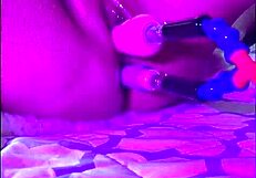 Blonde with big tits tries double penetration solo machine