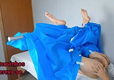 doctor teases and examines patient