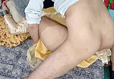 Desi Bride in Yellow Dress Moaning Loud with Big Cock