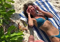 Pissed on a Skinny Babe's Wet Pussy on Public Beach - She Was Shocked!