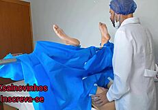 doctor teases and examines patient