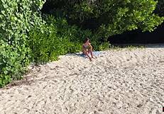 Pissed on a Skinny Babe's Wet Pussy on Public Beach - She Was Shocked!