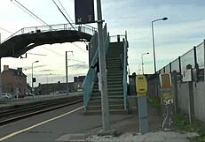 At the station, exhibitionists seduce a passenger and take him home for wild sex