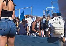 Big ass in shorts and jeans caught on candid camera