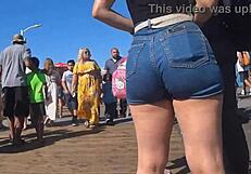 Big ass in shorts and jeans caught on candid camera