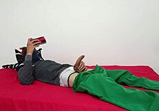 Step-siblings enjoy intimate moments alone at home together.