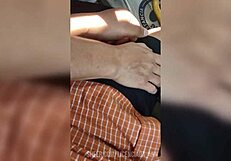 Mature Woman in Leggings Walking on the Street