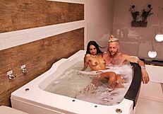 Hot brunette screams from dick in ass and cumshot