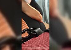 Mature Woman in Leggings Walking on the Street