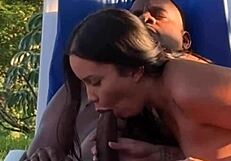 I love sucking that big black cock outdoors on the farm.