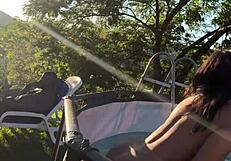 I love sucking that big black cock outdoors on the farm.