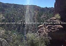 she sucks and swallows on hiking trail