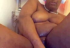 ebony milf with tattoo shaves wet pussy before oral and assfucking orgasm