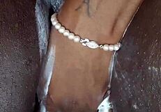 ebony milf with tattoo shaves wet pussy before oral and assfucking orgasm