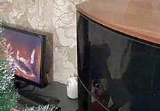 Step sister in christmas costume gives me her holes as a gift outdoors?